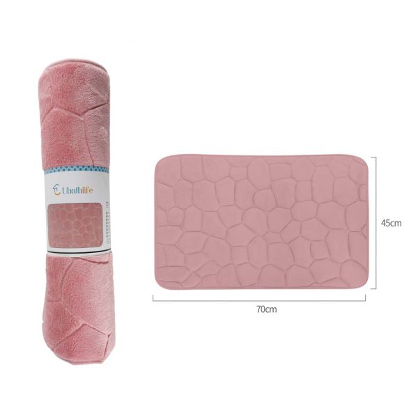 BM0019 Alfombra de baño de 45x70cm patrón piedra rectangular - Rosa claro