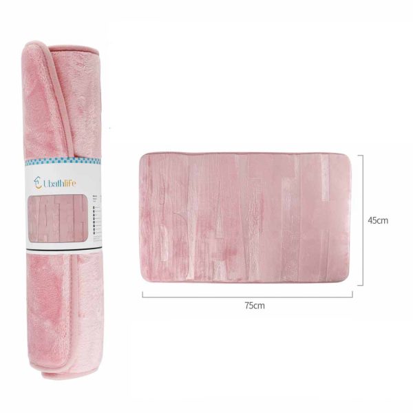 BM0051 Alfombra de baño de 45x75cm con letras BATH rectangular - Rosa claro