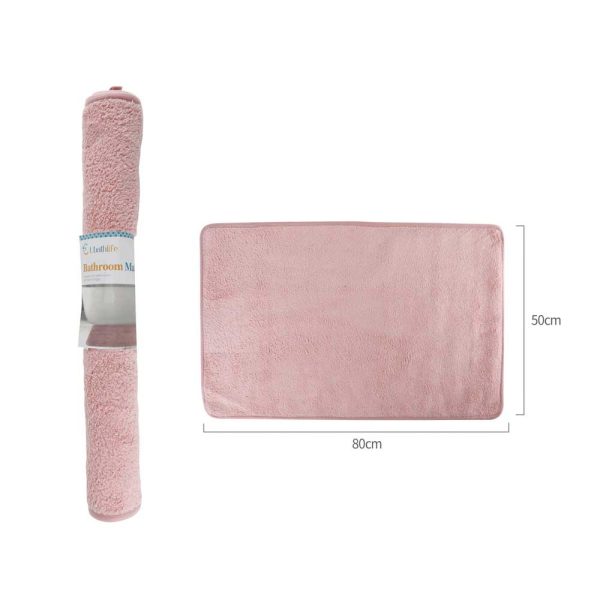 BM0101 Alfombra de baño de 50x80cm de microfibra pelo corto rectangular - Rosa claro