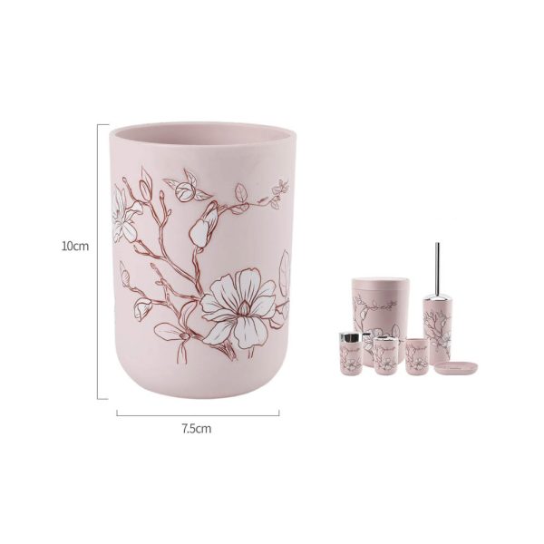 MC0716 Vaso de enjuague bucal estampado - Flores rosa claro