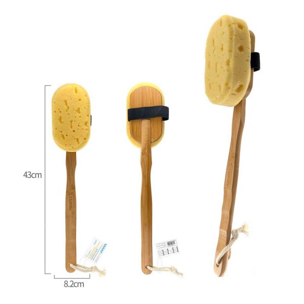 BB0899 Cepillo de baño con esponja de madera - Natural