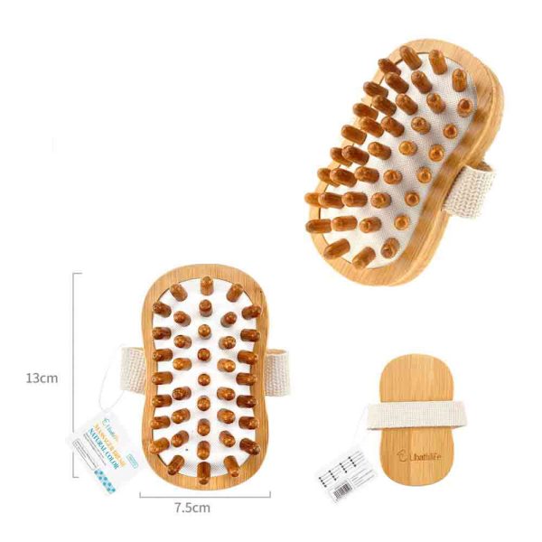 BB0910 Cepillo de baño con masajeador de madera - Natural