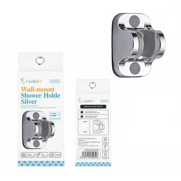 SH0934 Soporte de ducha con doble perforado - Plata