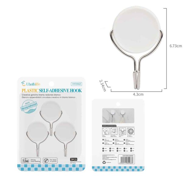 HY0963 Colgador con adhesivo 3pcs - Blanco