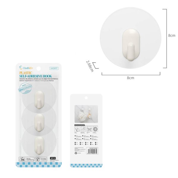 HY0977 Colgador con adhesivo 3pcs - Blanco