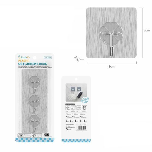 HY0979 Colgador con adhesivo 3pcs - Plata