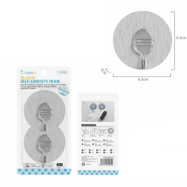 HY0980 Colgador con adhesivo 2pcs - Plata