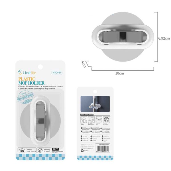 HY0981 Soporte para fregona con adhesivo - Blanco