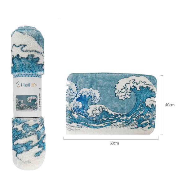 BM0195 Alfombra de baño de 40x60cm de cachemira rectangular estampado - Olas