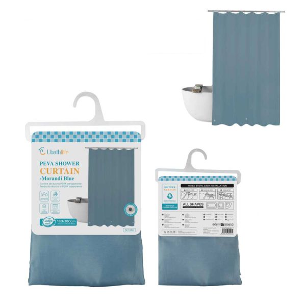 SC1066 Cortina de ducha de 180x180cm de PEVA - Azul morandi