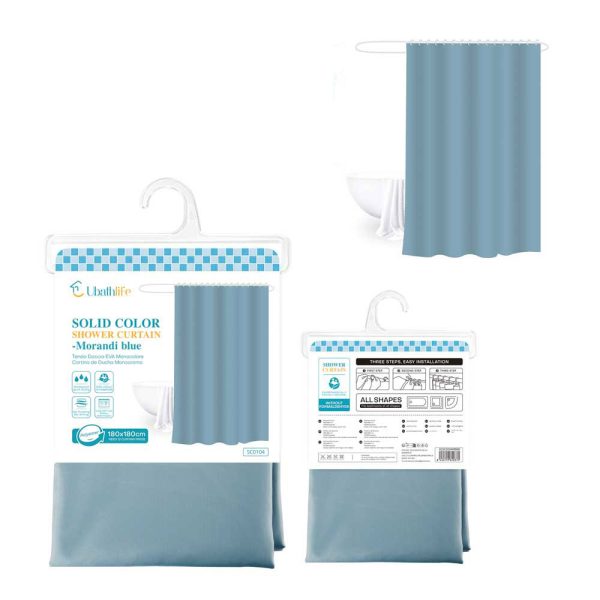 SC0104 Cortina de ducha de 180x180cm de tela - Azul morandi