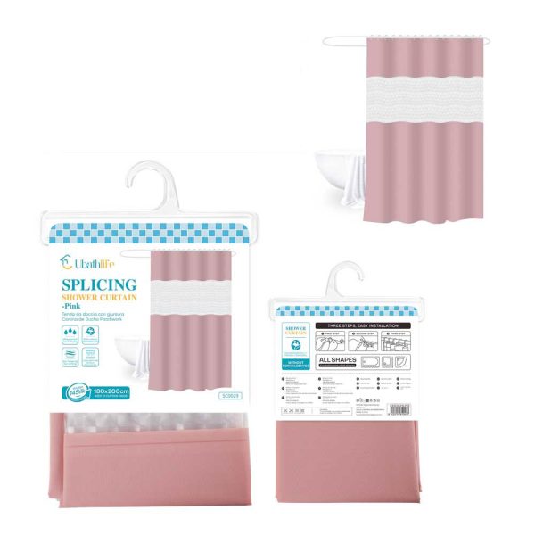 SC0029 Cortina de ducha de 180x200cm de EVA+PE - Rosa claro