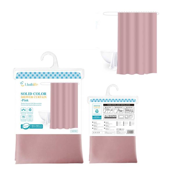 SC0104 Cortina de ducha de 180x180cm de tela - Rosa claro