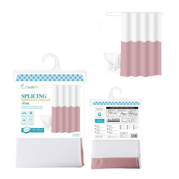 SC1072 Cortina de ducha de 180x180cm de EVA+PE estampado - Rosa claro
