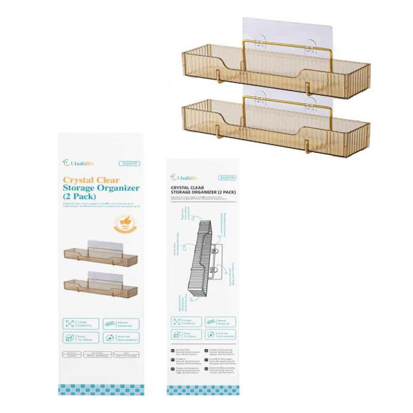 SQ1079 Estante con adhesivo 2 estantes 2pcs - Ámbar