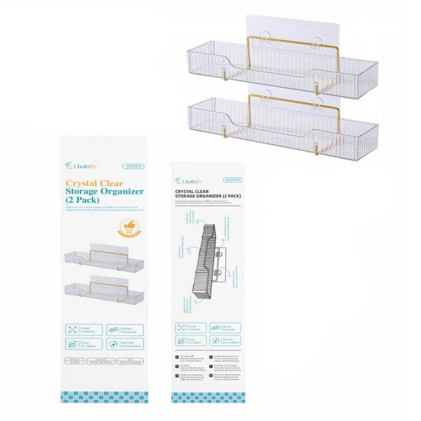 SQ1079 Estante con adhesivo 2 estantes 2pcs - Transparente