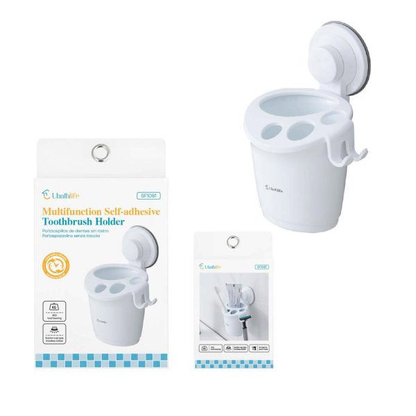 SF1081 Portacepillo de dientes con adhesivo - Blanco
