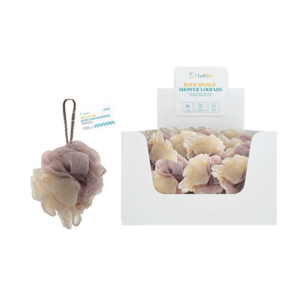 BS1138 Esponja de baño bicolor 50pcs - Beige y violeta claro