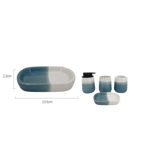 SB1132 Jabonera de céramica estampado - Degradado azul y blanco morandi