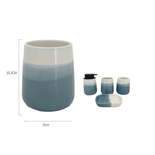 MC1131 Vaso de enjuague bucal de céramica estampado - Degradado azul y blanco morandi
