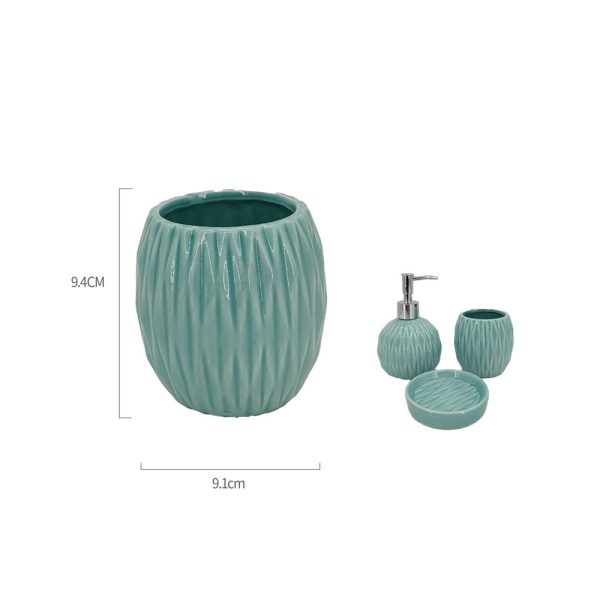 MC1134 Vaso de enjuague bucal de céramica patrón hojas - Verde morandi