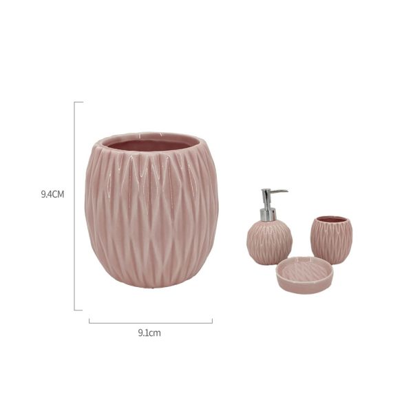 MC1140 Vaso de enjuague bucal de céramica patrón hojas - Rosa
