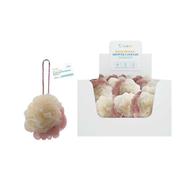 BS1138 Esponja de baño bicolor 50pcs - Beige y rosa