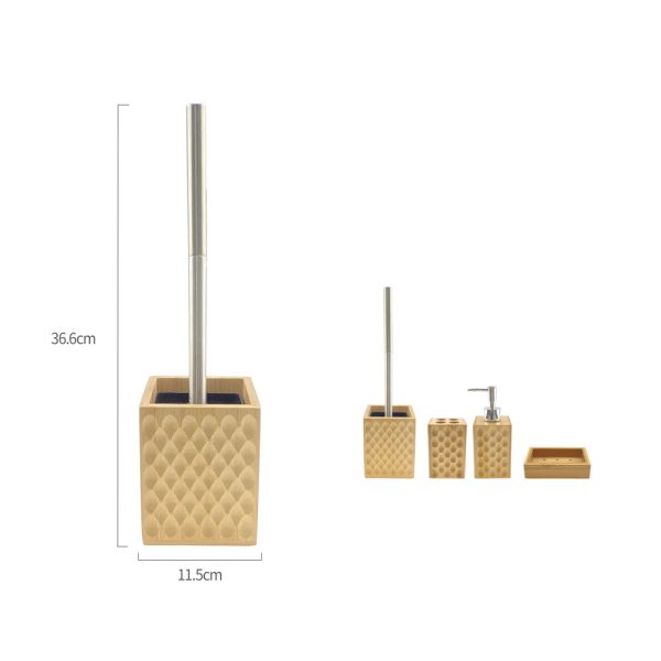 TB1106 Escobilla de baño patrón cuadros - Bambú